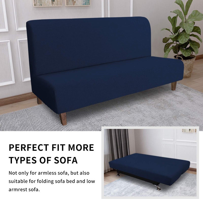 Easy-Going 100% Waterproof Futon Cover, Dual Waterproof Couch Cover for Futon, Stretch Jacquard Sofa Cover, Leakproof Furniture Protector for Kids, Pets, Dog and Cat (Medium, Navy) - Image 3